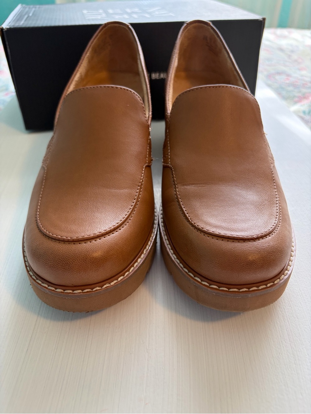 Naturalizer Cabaret Englishtea Camel Brown Synthetic Platform Slip-On Loafers - Picture 2 of 7